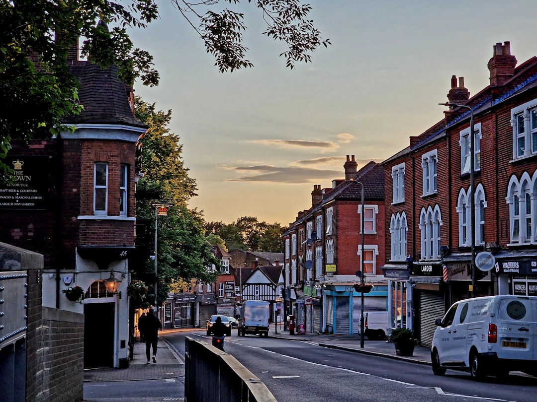 Chelmsford, Essex: a city street with a few cars parked on the side of the road